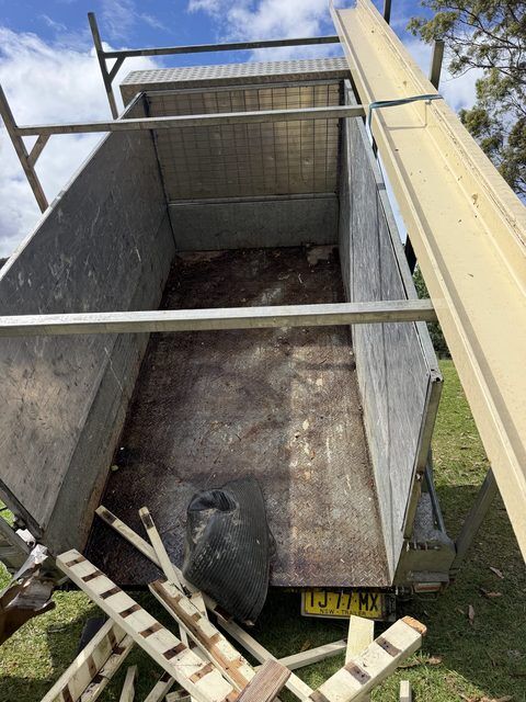 Inside the empty tipper trailer, ready to load
